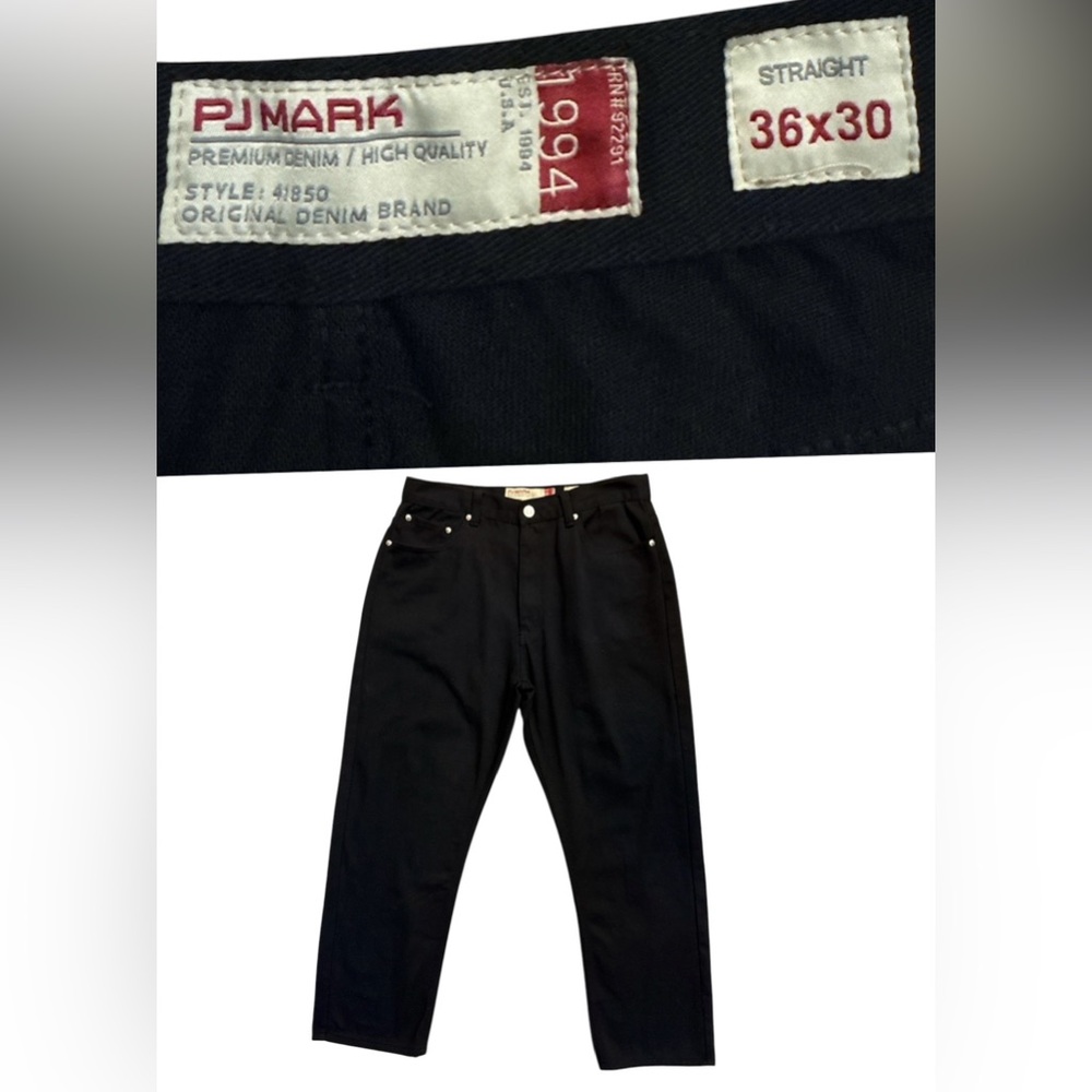 PJ Mark Jeans Men's 36x30 Black Straight Pants Cotton Premium Denim Style 41850